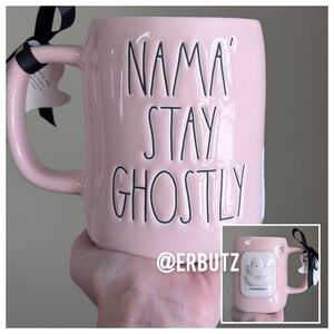 Rae Dunn NAMA STAY GHOSTLY Double Sided Meditating Ghost Halloween Mug 🧘‍♀️